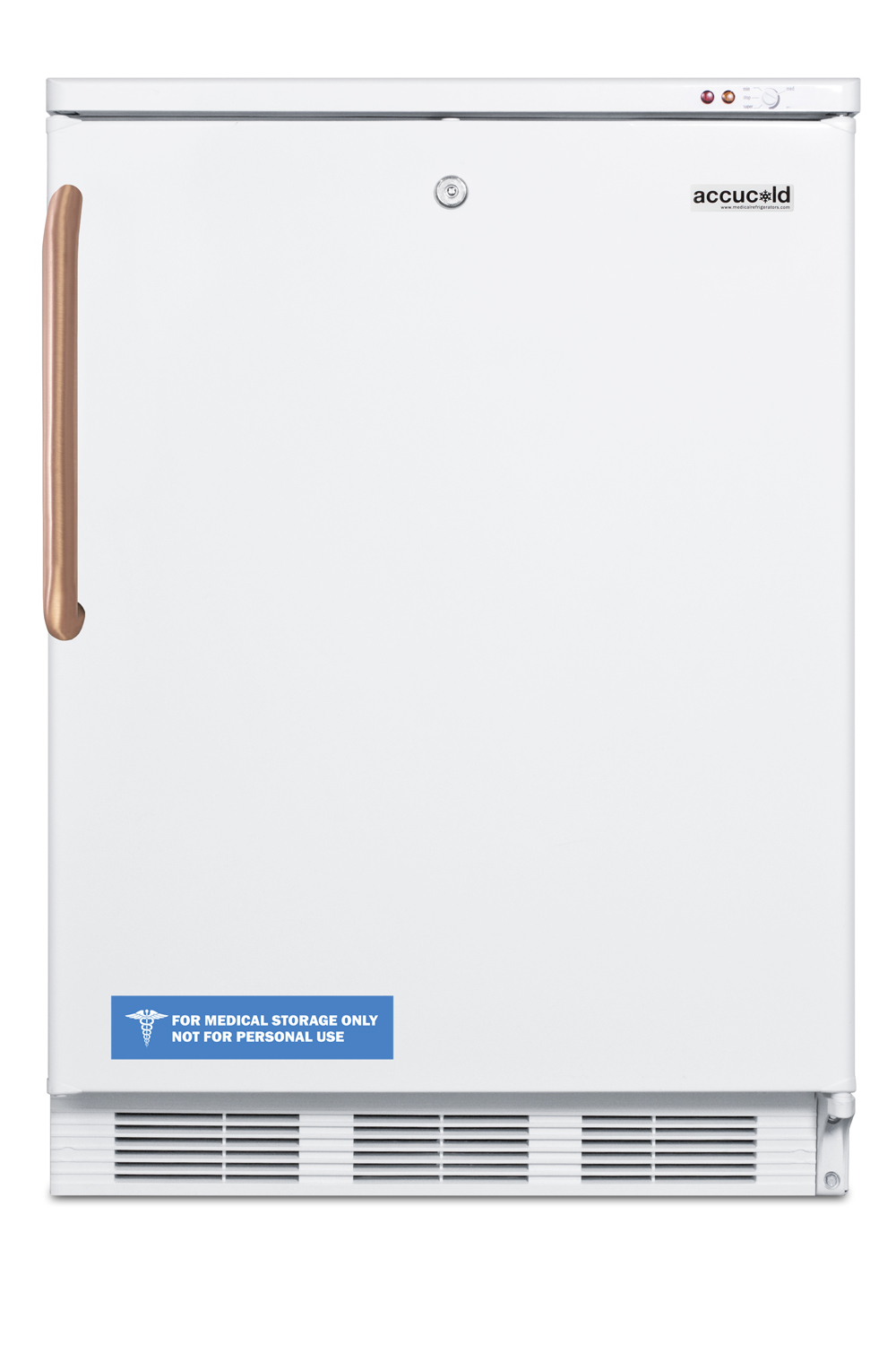 24 in. wide counter height all-freezer capable of -25 C operation with pure copper handle and front-mounted lock